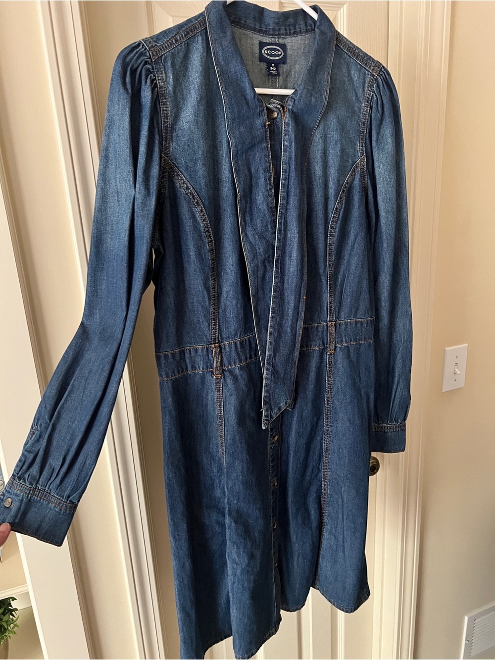 Scoop Blue Denim Long Sleeve Dress